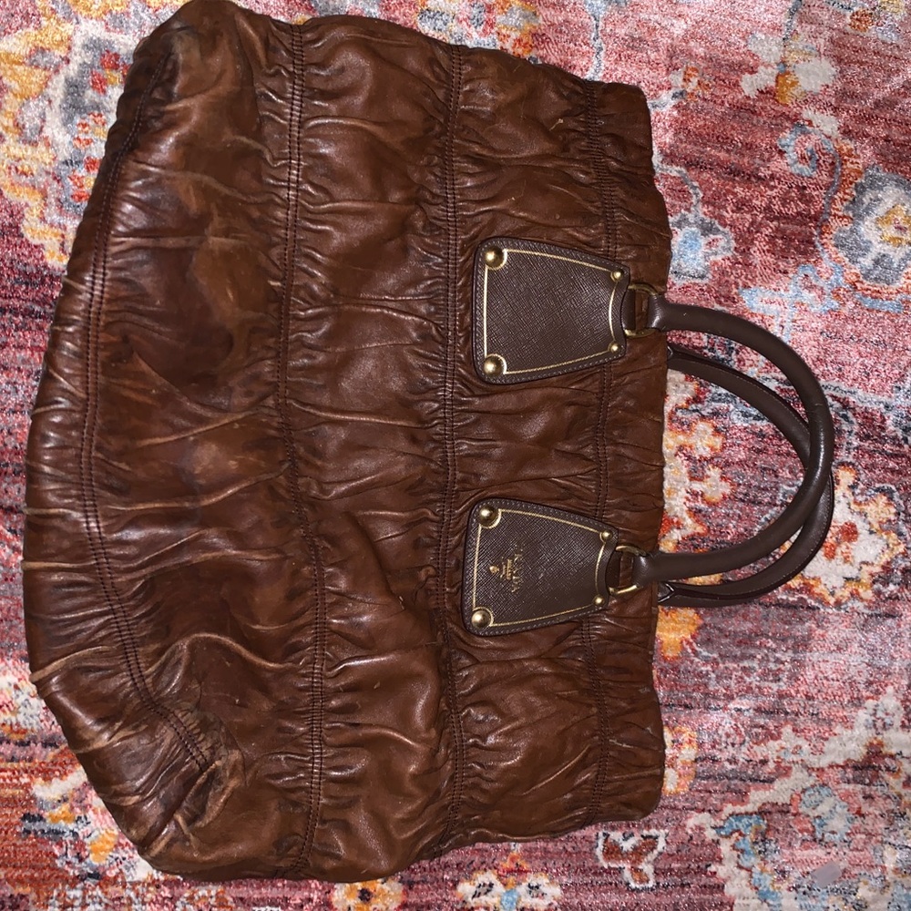 Brown Leather Prada Bag